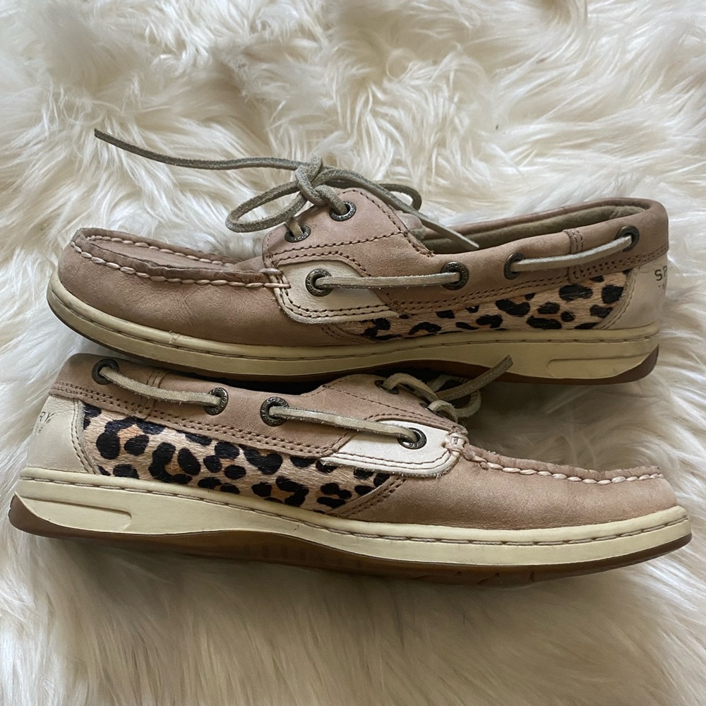 Sperry Top Sider Angelfish Leopard Print Leather Boat Shoes